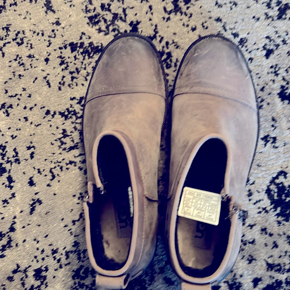 Ugg boots size 6.5 worn once the little button on the back of one is missing.